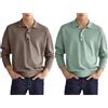 aromm Confezione da 2 Polo per Uomini Manica Lunga Bottone Frontale Collare Golf Tennis Maglietta Serie 5, 3XL