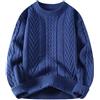 WAZHAKU Maglione da uomo, oversize, con scollo rotondo, a treccia, a maniche lunghe, classico, elegante, vintage, con collo alto, O blu navy, 4XL