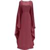 Generisch Abito musulmano da donna Ramadan, in raso, per preghiera, Medio Oriente, Abaya Baggy, taglie grandi, tinta unita, girocollo, abaya con vita, maxi abito grande con orlo caftano, ramadan, vestito estivo