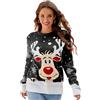 Odizli Maglione natalizio da donna Ugly Christmas Sweater a maniche lunghe Natale REH alce autunno inverno caldo maglione a maglia