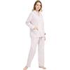 GLOBAL Pigiama Donna Flanella|Donna Pigiami Cotone Maniche Lunghe| Pigiami Due Pezzi da Donna| Camicie da Notte da Donna| Pjs Confortevole| Sleepwear Caldo Morbido |Fiori Rosa Carini L