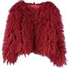 ECDAHICC Donna Shaggy Faux Pelliccia Aperto Fronte Manica Lunga Fluffy Giacca Corta Inverno Cappotto Caldo Cappotto Peloso Cardigan Capispalla, rosso vivo, XXL