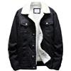 ZDJSWJ Giacca da uomo in lana denim con colletto ripiegato Fodera Sherpa collo pelliccia Jean Coats Giacca in denim con bottoni invernali in cotone
