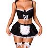 RSLOVE Set lingerie da donna, costume sexy da cameriera, abbigliamento da notte per Halloween e cosplay