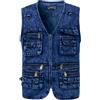 KTWOLEN Gilet di Jeans da Uomo Vintage Giubbino di Jeans Smanicato da Moto Giacca Jeans Senza Maniche Multitasche Denim Gilet da Pesca Lavoro Caccia