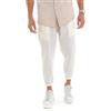 Giosal Pantalone Uomo Elastico Lino Tinta Unita Cavallo Basso Casual Vari Colori (Bianco, XL)