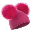 Cozylkx Cappello con Pompon Doppio in Pelliccia Sintetica per Bambini, Berretto Lavorato a Maglia, per Ragazze da 0 a 5 Anni