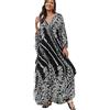 YOUKD Abito lungo cardigan bohemien da donna con copertina lunga Kimono Robs taglia unica, F Nero Bianco, Taglia unica