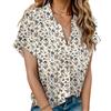 Hotouch Camicia da Donna Estiva Casual a Maniche Corte Camicetta con Scollo a V in Cotone Tinta Unita Elegante con Tasca Modello Giallo