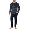 Aseniza Pigiama Uomo Invernale Cotone Lungo Due Pezzi Set Pigiami Righe Uomo Maniche Lunghe da Casa Caldo Loungewear Casual Blu Navy-232, XL