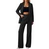 Genérico Completo Donna Elegante Curvy Set Pantaloni e Giacca Cerimonia Tailleur Elegante Ufficio Business Completo con Pantaloni e Blazer Slim Fit 2 Pezzi per Matrimonio Festa, Nero , 5XL