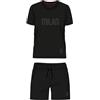 hermet Pigiama Corto Girocollo Milan, Maglia Manica Corta in Jersey + Pantaloncino in French Terry, Prodotto Ufficiale