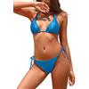SHEKINI Costume da Bagno Bikini da Donna Classico Costume da Bagno a Triangolo Sexy per Donna（L，Blu）