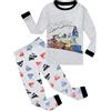 EULLA - Pigiama per bambini a maniche lunghe in cotone, motivo: auto dei vigili del fuoco, dinosauro, escavatore, trattore, treno, biancheria da notte a due pezzi, 1-7 anni, taglie: 92, 98, 104, 110