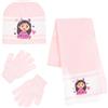 Gabby's Doll House Cappello Sciarpa e Guanti per Ragazza, Set Invernale per Ragazze, Berretto Sciarpa e Guanti, Accessori Invernali per Bambini, Regalo per Ragazze, Rosa, 53