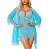RSLOVE Lingerie Donna Sexy Babydoll in Pizzo Camicia da Notte Set di Pigiama Completo Intimi Vestaglia A Rete