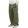 Generico Pantaloni Velluto, Pantaloni Giapponesi Uomo, Velluto Larghi Invernali con Tasca Bodybuilding A Coste Eleganti Streetwear Baggy Elasticizzati Jogging Verde,