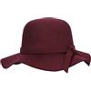 JK Home - Cappello da sole a tesa larga, stile vintage, in feltro di lana, con fiocco, da spiaggia e principessa, per feste in chiesa, Adult Burgundy, Taglia unica
