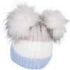 styleBREAKER Berretto a Righe per Bambini con 2 PON PON,Azzurro-Bianco-GRIG