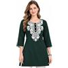 LIBOZA Lakhnavi Chikankari - Kurti da donna con ricamo, elegante top etnico a mezza kurta, tunica con design a tunica, verde, XL