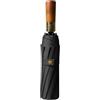 LUYSGBXR Ombrello antipioggia automatico con manico in legno di osso, stile vintage, pieghevole, protezione UV, for uomo e donna, adatto a molte occasioni(Deep Blue G1344A)