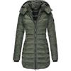 Generisch Piumino da donna con cappuccio, giacca invernale, calda mezza stagione, giacca trapuntata foderata, media lunghezza, giacca buffer, cappotto invernale da esterno, piumino lungo, cappotto