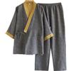 Generisch Pigiama da uomo in stile kimono giapponese, taglie forti, in jacquard, tessuto colorato, comodo e traspirante, grigio., XL