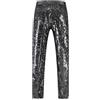Générique Pantaloni da uomo con lustrini, pantaloni carnevali lucidi, pantaloni da uomo tempo libero, pantaloni da discoteca scintillante, abbigliamento carnevale alla moda, per attività festive, Nero
