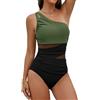 Svanco Costume Intero Donna Monospalla Contenitivo, Costume da Bagno Donna Push Up Imbottito per Piscina e Mare, Costume Intero Donna Curvy Elegante