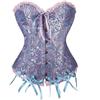 panemy Corsetto da donna push-up, bustino gotico, corsetto, top con pizzo, outfit burlesque, shaper per il corpo nero, Lilla, XL