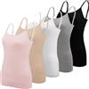 BQTQ 5 Canottiere da Donna con Spalline Sottili, Nero, Bianco, Grigio, Grano Chiaro, Neve, L