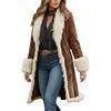 Generisch Giacca invernale da donna, stile cowboy, vintage, cappotto invernale in pelle scamosciata, media lunghezza, spesso termico, parka invernale in pelliccia sintetica, bordo, oversize, elegante