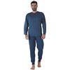 Karelpiù KAREL PIU' Pigiama Uomo Invernale in Cotone Caldo Interlock 100%. Taglie Over Size. Pigiama Lungo Due Pezzi Aperto o Chiuso (IT, Testo, 3XL, Regular, Regular, 117 Blu)