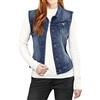 Allegra K Donna Gilet in Denim Lavato senza Maniche Giacca Jean