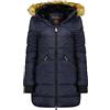 Geographical Norway Abeille Lady Distribrands - Parka caldo da donna - cappotto di pelliccia sintetica spessa - giacca a vento invernale - piumino lungo foderato (Blu Marino S - Taglia 1)
