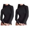 Liabel Maglia Donna Manica Lunga Invernale 2-3 Pezzi Maglietta Intima Donna Felpata, Maglia Donna Manica Lunga Collo Alto Lupetto in Caldo Cotone (2 Pezzi Nero, S)