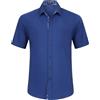 HISDERN Camicia Blu Reale da Uomo Camicia a Maniche Corte per Uomo Casual Estiva con Taschino sul Petto,M