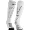FLOKY RUN UP LONG calze biomeccaniche per running e trekking. Calza alta a compressione. Protezione tendine d'Achille e muscoli gamba, supporto plantare. Massima riduzione vibrazioni (Bianco, XS)
