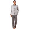 maryplaid MaryHome Pigiama Donna Invernale in Punto Milano - Caldo, Elegante e Comodo | Maglia con Bottoni e Fantasia Geometrica + Pantalone Grigio Morbido Art 6P85064