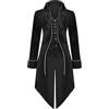Generic Giacca a coda medievale steampunk da donna, in stile gotico vittoriano, con ricami retrò vintage, costume da pirata vampiro per Halloween, abbigliamento per spettacoli di festival per adulti, Nero , L