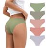 SHARICCA Slip Donna Brasiliana Senza Cuciture Slip Donna Invisibili Morbidi Slip Bikini Donna A Righe 5 Pacco (Multicolore01, L)