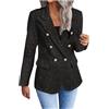Generisch Blazer, giacca da donna Boucle, con tasche e bottoni, open frontale, in tinta unita, per il tempo libero, sportiva, per le mezze stagioni, antivento, termica, per le attività all'aria aperta