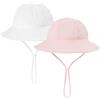 MASOCIO Cappello Neonata Bimba 2 Pezzi Cappellino Pescatore Bambina 1 2 Anni Estivo Sole Mare Anti UV Spiaggia 9 12 18 Cappello età 6-24 Mesi Bianco Rosa