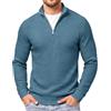 COOFANDY Maglione Uomo Invernale Collo Alto Caldo Lavorato a Maglia Felpa Senza Cappuccio da Lavoro con Zip Blu Scuro XL