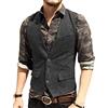 HSLS Gilet da uomo classico in tweed di lana Gilet casual panciotto a spina di pesce per smoking(L, Grigio)