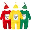 AOUYOA Baby Gemelli Baby Body Yummz Ketchup Mustard Senape Regali Bambino Nascita Divertente Abbigliamento per Bambini, Tuta da ketchup, 0-3 Mesi