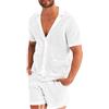 Bauzuoyo Set pigiama da uomo trasparente in rete, pigiama corto sexy, biancheria da notte con bottoni, camicia a maniche corte, top, boxer, abbigliamento da notte estivo, tuta casual, tuta sportiva
