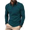 JACKETOWN Polo Uomo Maniche Lunghe Polo da Golf Lavoro Traspirante T Shirt con Taschino Primavera Autunno Camicie per la Pesca Escursionismo,Blu Scuro,M
