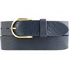 BELTINGER Cintura da donna in pelle bovina pieno fiore 3,5 cm | Cintura in denim da donna 35mm | Cintura chino con fibbia rotonda dorata | Navy 80cm