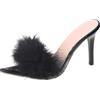 Vhersily 2024 Sandali da Donna con Tacco Alto in Piuma Pantofola Pelliccia Sexy Punta Aperta Medio Comode Eleganti Fluffy A Ciabatte Cutie Spillo A